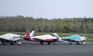 Planes on runway at Stafford Airport