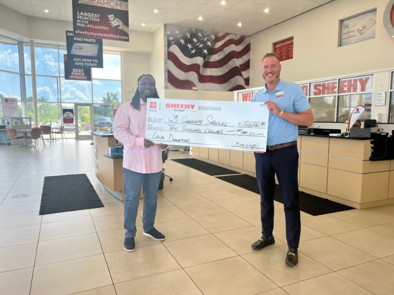 G3 Community Services Awarded $10,000 Grant from Sheehy Toyota of Stafford