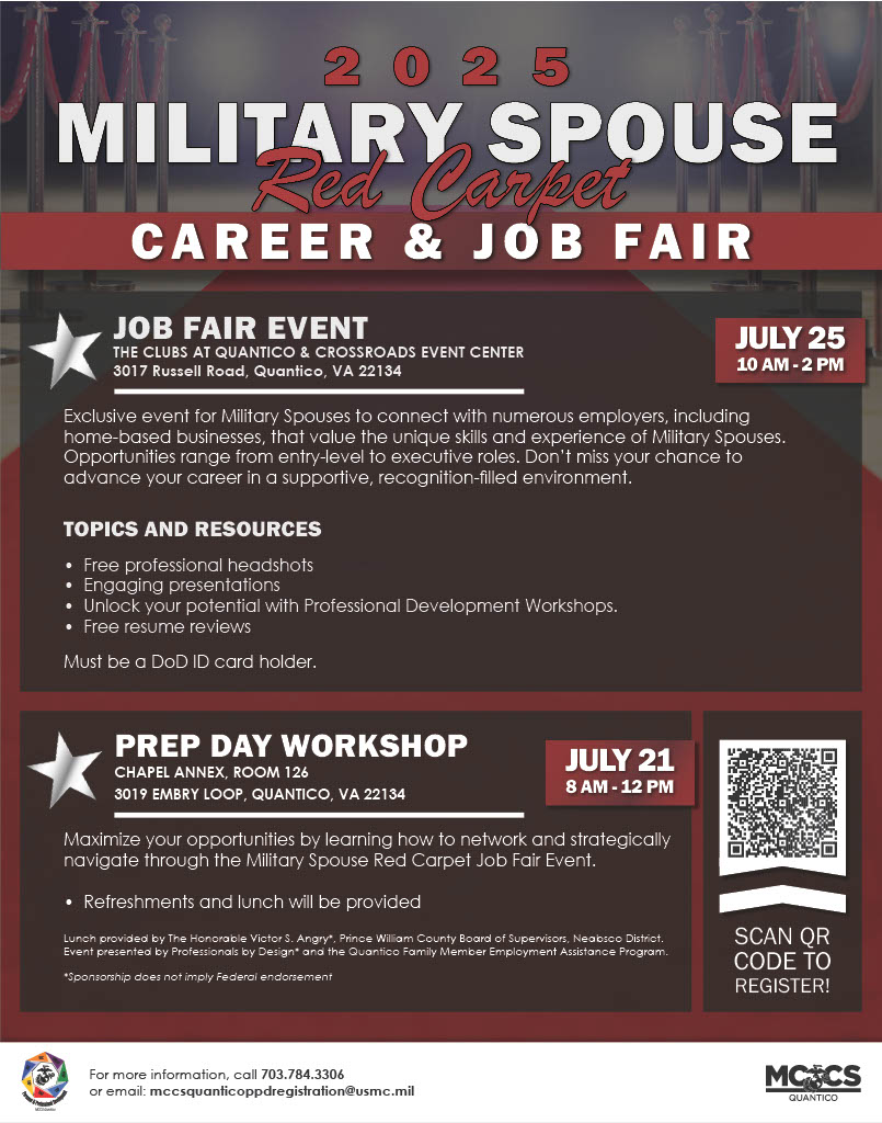 2025 Military Spouse Red Carpet Career & Job Fair MCB Quantico Pre-Event Workshop