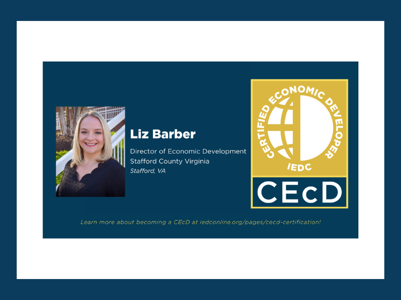 Stafford County’s Director of Economic Development, Liz Barber, Earns Prestigious Certified Economic Developer (CEcD) Designation