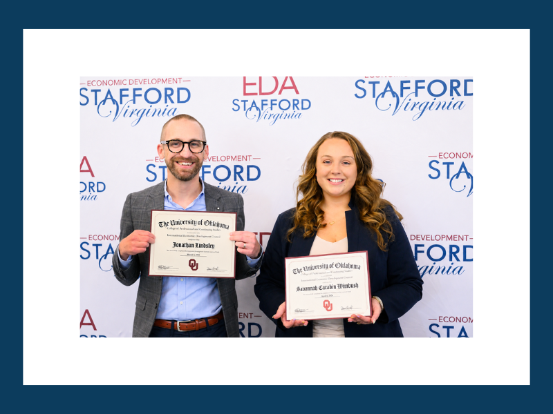 Savannah Wimbush and Jon Lindsley Graduate from University of Oklahoma Economic Development Institute