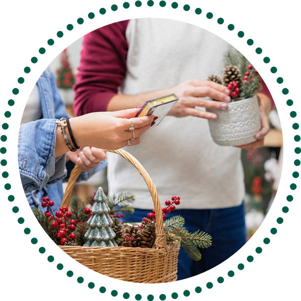 Shopper with a gift basket