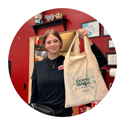 Shop Small tote handoff